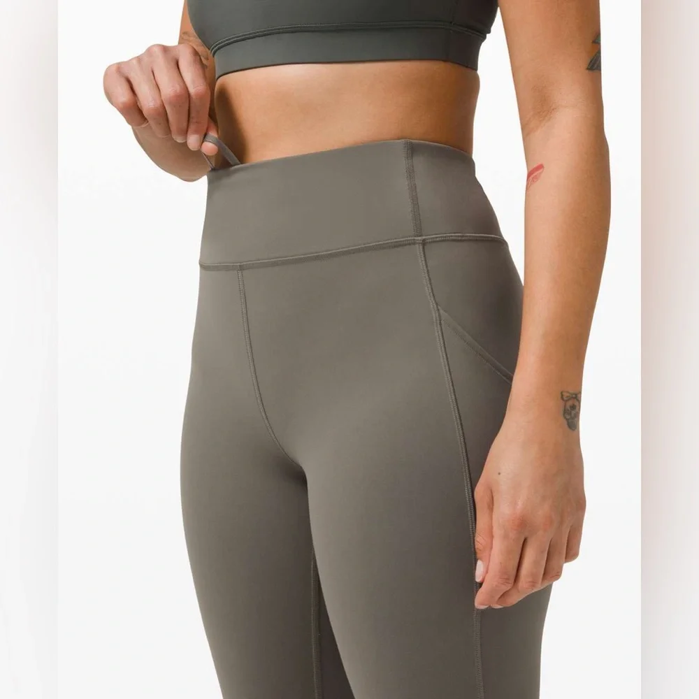 Lululemon invigorate high rise leggings. Grey sage, Size 8,23”